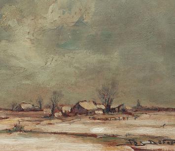 Kunstwerk op paneel vande Belgische kunstenaar Jos Dufour