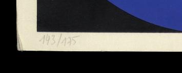 Blauw abstracte litho 143/175