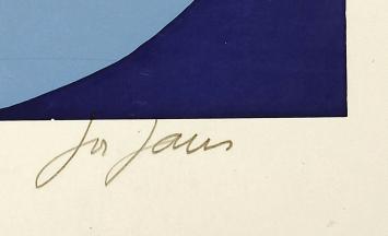 Blauw abstracte litho 14/50