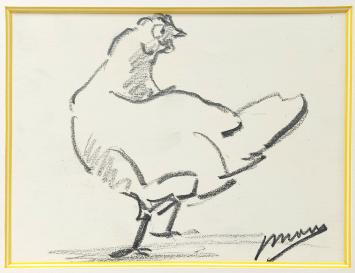 Grafisch kunstwerk van Jos Mous, een kip