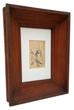 Jos Mous met een pentekening