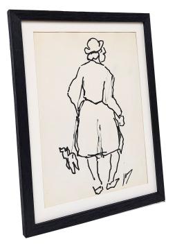 Dame op stap met haar hondje