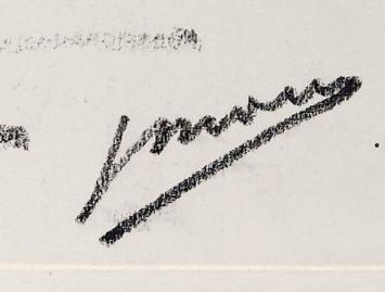 Jos Mous met een tekening in houtskool