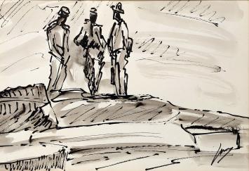 Drie mensen aan het praten