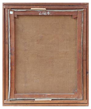 Stilleven vaasje met rode en oranje bloemen – oil on canvas – Jos Mous