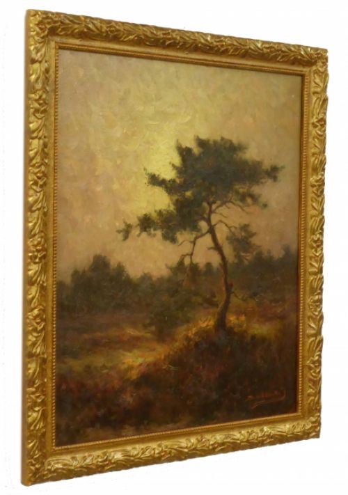 Heidelandschap met éénzame boom