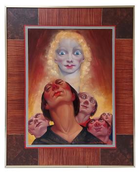 Jos Trotteyn  met een olieverfschilderij