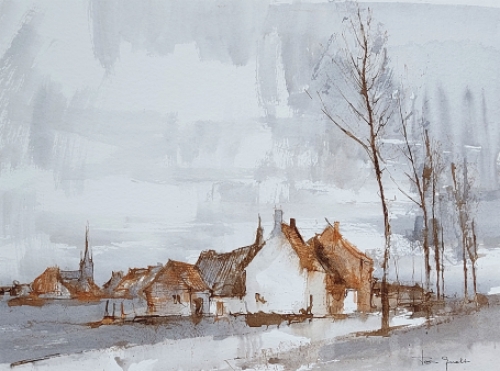 José Van Gucht met een grote aquarel