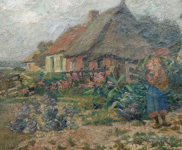 Joseph Posenaer met een kunstwerk uit 1897