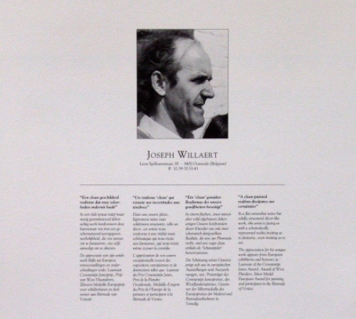 Belgische kunstenaar Joseph Willaert met een kleurenlitho