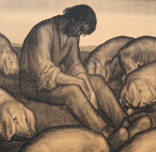 Joz De Swerts met een grote litho