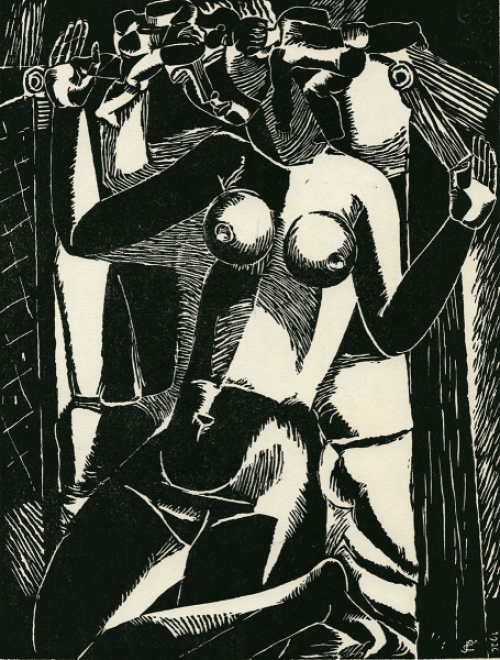 Jozef Cantré  met een houtsnede