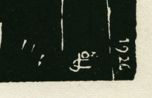 Belgische graficus Jozef Cantré met een werk uit 1949