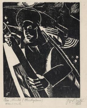 Jozef Cantré  met een houtsnede uit 1922