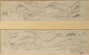 Jozef Cantré  met twee ontwerptekeningen