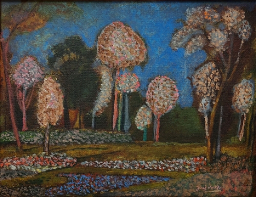 Jozef Vinck met een surrealistisch schilderij