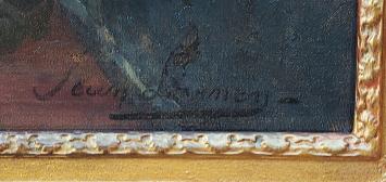 Interieur rijkere boerderij met boer en boerin