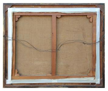 Interieur rijkere boerderij met boer en boerin