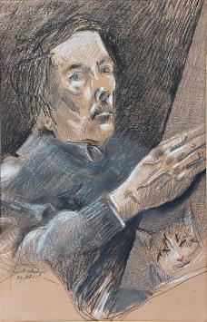 Juul Claeys Belgische kunstenaar met een portret lezende man