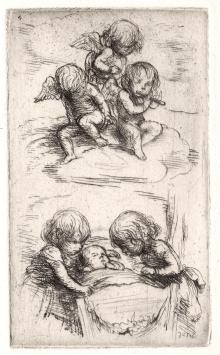 Kleine gravure van de Belgische graficus Jules Van Ael