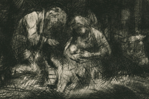 Belgische kunstenaar Jules Van Ael met een ets in Mint conditie