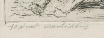 Belgische kunstenaar Jules Van Ael met een gesigneerde ets