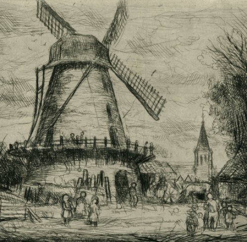 Belgische kunstenaar Jules Van Ael met een gesigneerde ets