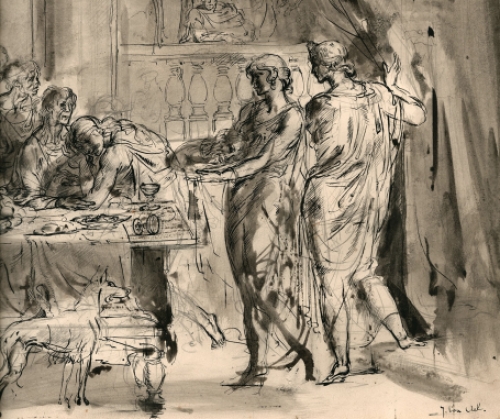 Jules Van Ael met een tekening chinese inkt