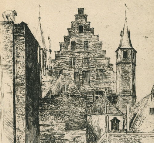 Belgische kunstenaar Jules Van Ael met een genummerde ets