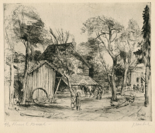 Hoeve te Koersel, een ets van Jules Van Ael