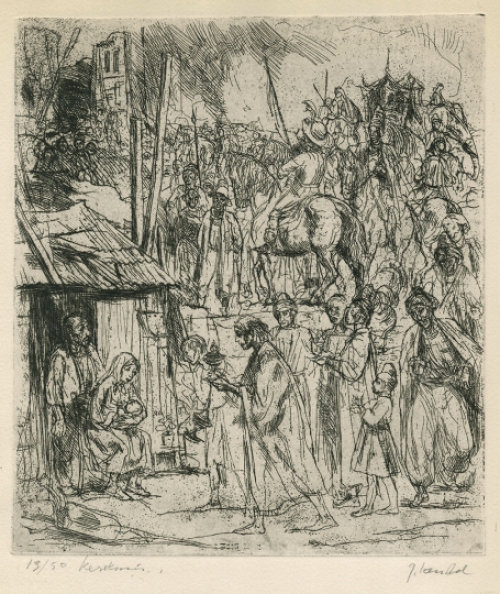 Kerstmis, een ets van Jules Van Ael