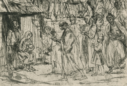 Belgische kunstenaar Jules Van Ael met een genummerde ets