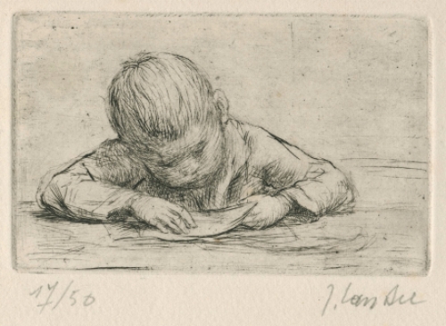 Kleine ets van de Belgische etser Jules Van Ael