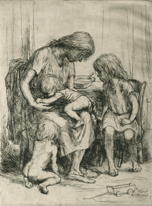 Moeder met kinderen van Jules Van Ael