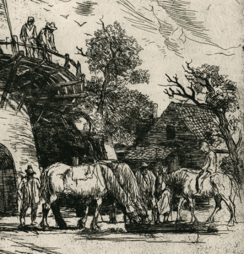 Belgische kunstenaar Jules Van Ael met een grote ets