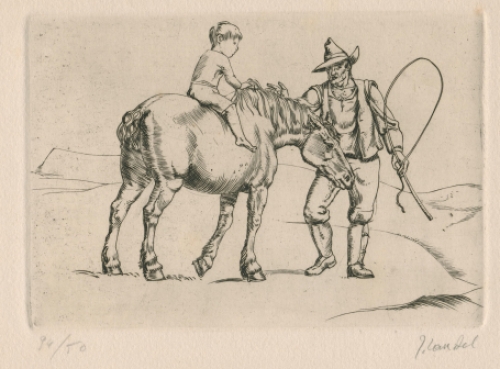 Ets met paard van de Belgische etser Jules Van Ael