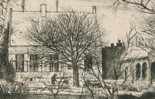 Belgische kunstenaar Jules Van Ael met een genummerde ets