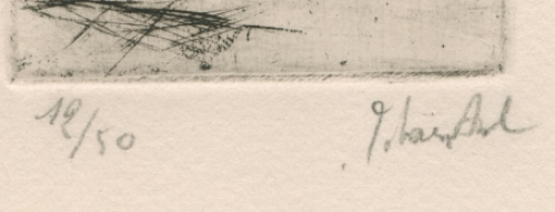 Belgische kunstenaar Jules Van Ael met een kleine ets