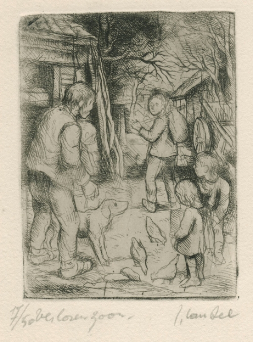 De verloren zoon, een ets van Jules Van Ael