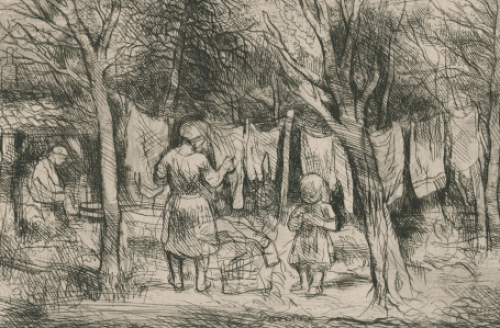 Belgische kunstenaar Jules Van Ael met een ets