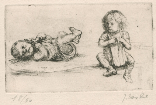 Kleine ets van de Belgische etser Jules Van Ael