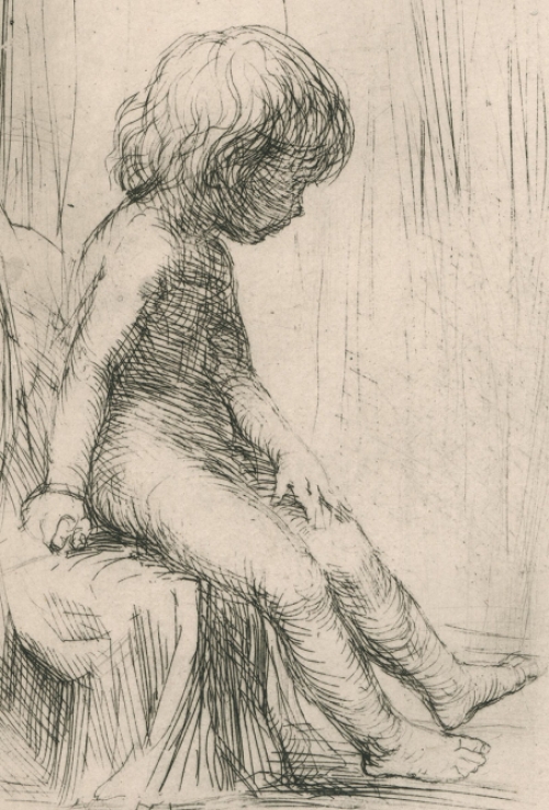 Belgische kunstenaar Jules Van Ael met een kleine ets