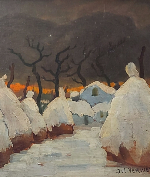 De Gentse schilder Jules Verwest met een landshapje