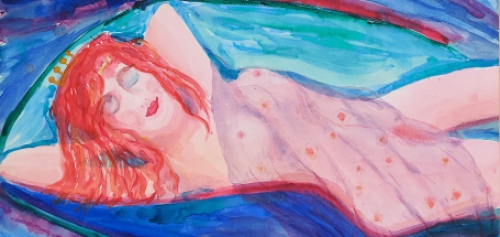 Fontijn, Jurjen met een aquarel van een naakt