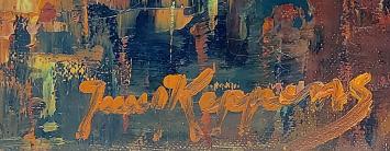 Kunstschilder Juul Keppens met een interieur van een kerk