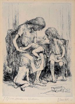 Moeder met kinderen van Jules Van Ael