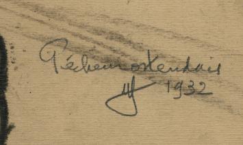 Jules Van De Leene met tekening Oostendse visser