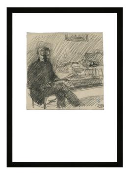 Tekening, Zittende man met boek (+/- 1902)