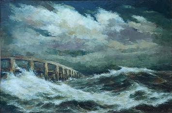 Luc Kaisen met een marineschilderij