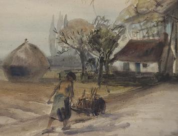 Belgische artiest Karel De Bondt met een aquarel